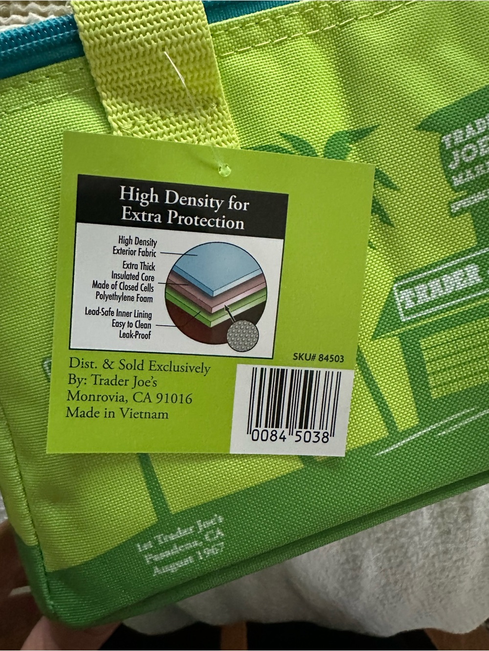 Trader Joe's Mini Insulated Lunch Bag - Lime Green - Picture 5 of 6